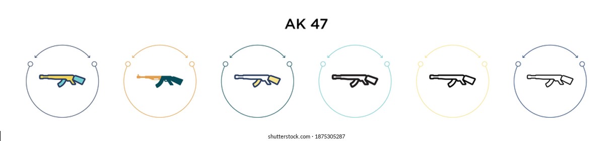 Ak 47 icon in filled, thin line, outline and stroke style. Vector illustration of two colored and black ak 47 vector icons designs can be used for mobile, ui, web