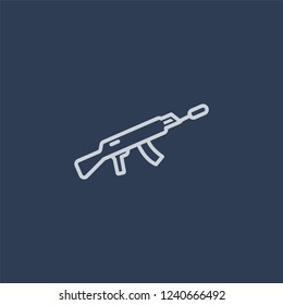 AK 47 icon. AK 47 linear design concept from Army collection. Simple element vector illustration on dark blue background.