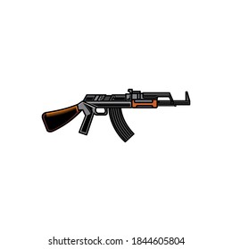 47 AK. Icono de ametralladora Kalashnikov. Ilustración del vector