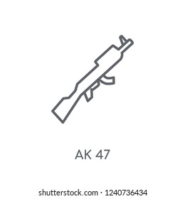 AK 47 linear icon. Modern outline AK 47 logo concept on white background from army and war collection. Suitable for use on web apps, mobile apps and print media.