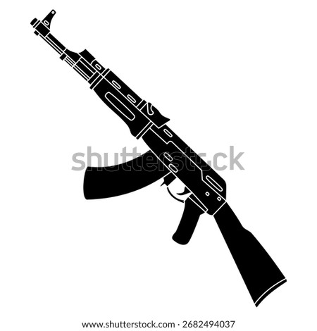 AK 47 rifle icon, simple flat style, vector illustration, symbol, design logo template pictogram, for ui or ux isolated on white for mobile app, editable
