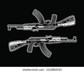 Ilustración vectorial AK 47 aislada en fondo oscuro