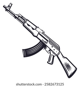 ak 47 vector silhouette isolated vector on white backgrou