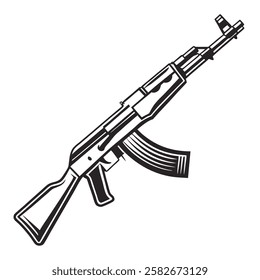 ak 47 vector silhouette isolated vector on white backgrou