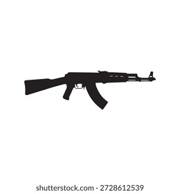 Ak 47 vector silhouette isolated on white background. Ak 47 icon illustration
