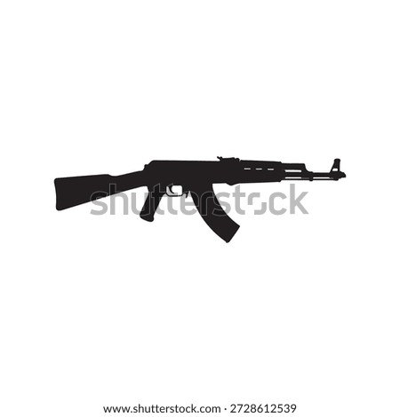 Ak 47 vector silhouette isolated on white background. Ak 47 icon illustration