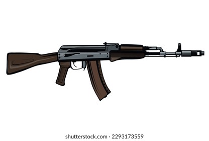 AK 47 weapon. Vector illustration of a Kalashnikov machine gun. Soldier automatic