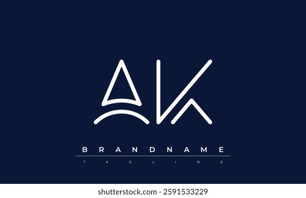 AK Abstract letter logo. This logo icon incorporate with abstract shape in the creative way