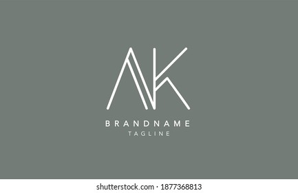 AK Alphabet initial Letter Monogram Icon Logo vector illustration