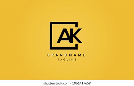 Logotipo de icono cuadrado inicial de las letras de alfabeto de AK