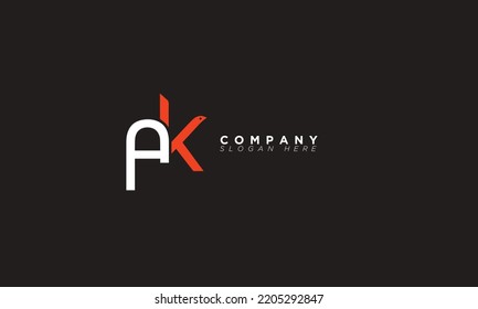 Letras alfabetas AK Iniciales Monograma KA , A y K