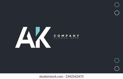 Letras alfabetas de AK Iniciales Logotipo de Monograma KA, A y K