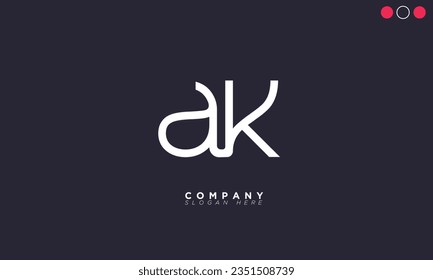 Letras alfabetas de AK Iniciales Logotipo de Monograma KA, A y K
