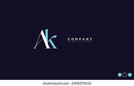 Letras alfabetas de AK Iniciales Logotipo de Monograma KA, A y K