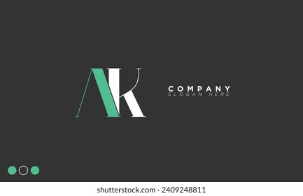 Letras alfabetas de AK Iniciales Logotipo de Monograma KA, A y K