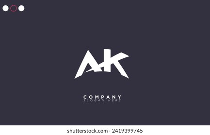  Letras alfabetas de AK Iniciales Logotipo de Monograma KA, A y K