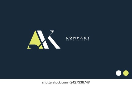  Letras del alfabeto AK Iniciales Monograma logo KA, A y K
