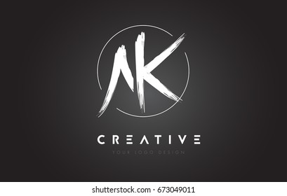 AK Brush Letter Logo Design. Artistic Handwritten Brush Letters Logo Concept Vector.