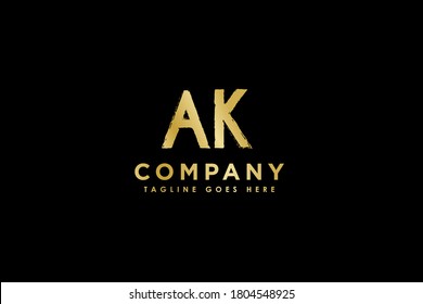 AK Brush Stroke Letter Logo Design. Luxury gold Letters Logo, Typographic Vector Design.