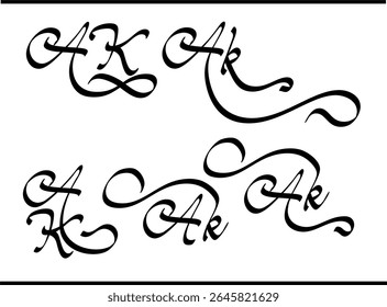 AK Calligraphy Logo-Design | Elegantes A- und K-Monogramm