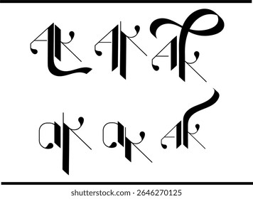 AK Calligraphy Logo – Elegant A and K Interlocked Monogram Emblem Design