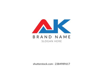 ak plantilla de logotipo de letra roja azul creativa.