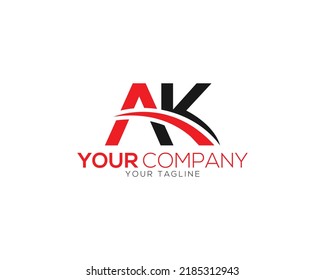 Icono de diseño de vectores de logotipo de carta creativa AK, ilustración de símbolo.