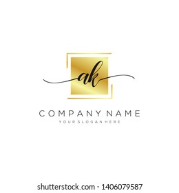 AK handwriting initial logo template vector.