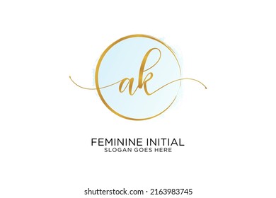 AK Handschrift Logo mit Kreis Vorlage Vektorsignatur, Hochzeit, Mode, Blumen und botanisch mit kreativen Vorlage.