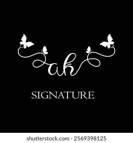 AK Handwritten initial letter, AK simple signature vector logo with butterfly shape variation, beauty, photography letter logo design. A K