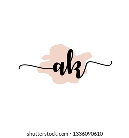 AK  Initial Handwriting logo template vector