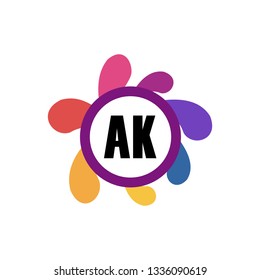 AK  Initial Handwriting logo template vector