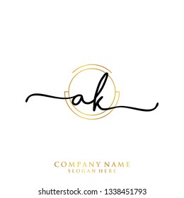 AK Initial handwriting logo template