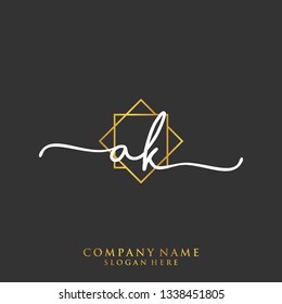 AK Initial handwriting logo template