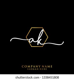 AK Initial handwriting logo template