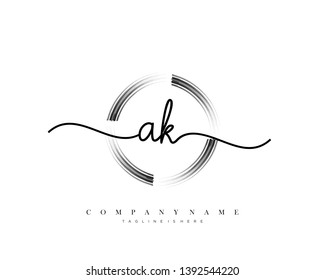 AK initial handwriting logo template vector