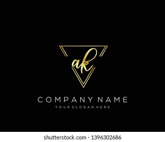 AK Initial handwriting logo template vector.