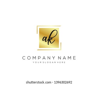 AK Initial handwriting logo template vector.
