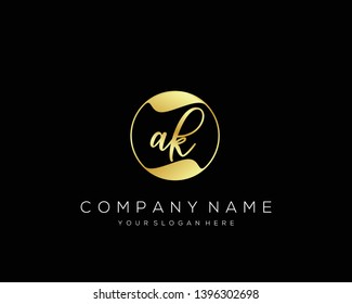 AK Initial handwriting logo template vector.