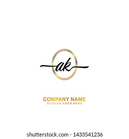 AK Initial handwriting logo template vector