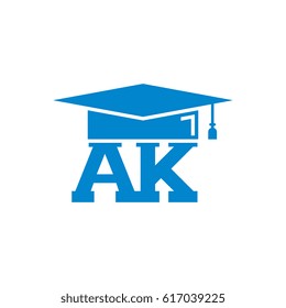 AK initial letter with graduation cap