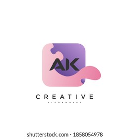 AK Initial Letter Logo Symbol Design Template Elemente mit Welle bunt Kunst.