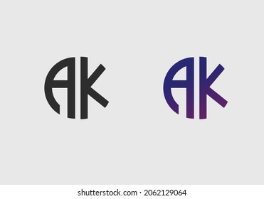 Ak initial letter logo vector template | creative modern monogram circle logo