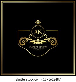 AK Initial Letter Luxury Logo template in vector art for Restaurant, Royalty, Boutique, Cafe, Hotel, Heraldic, Jewelry, Fashion and other vector illustration