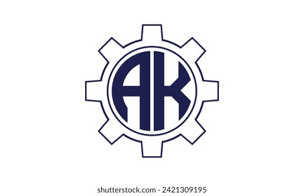 AK initial letter mechanical circle logo design vector template. industrial, engineering, servicing, word mark, letter mark, monogram, construction, business, company, corporate, commercial, geometric