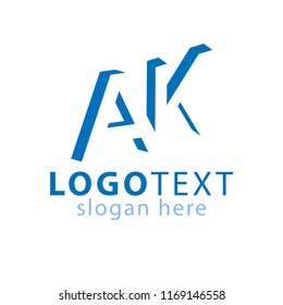 AK initial letter with negative space logo icon vector template