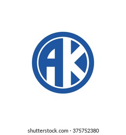 AK initial letters circle business logo blue