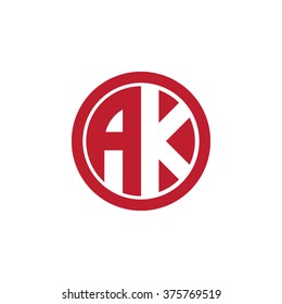 AK initial letters circle business logo red
