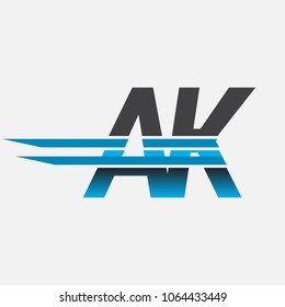 AK initial logo company name colored black and blue, Simple and Modern Logo Design.