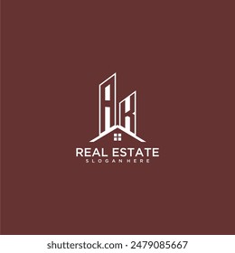 AK monograma inicial de construcción y logotipo de techo para bienes raíces